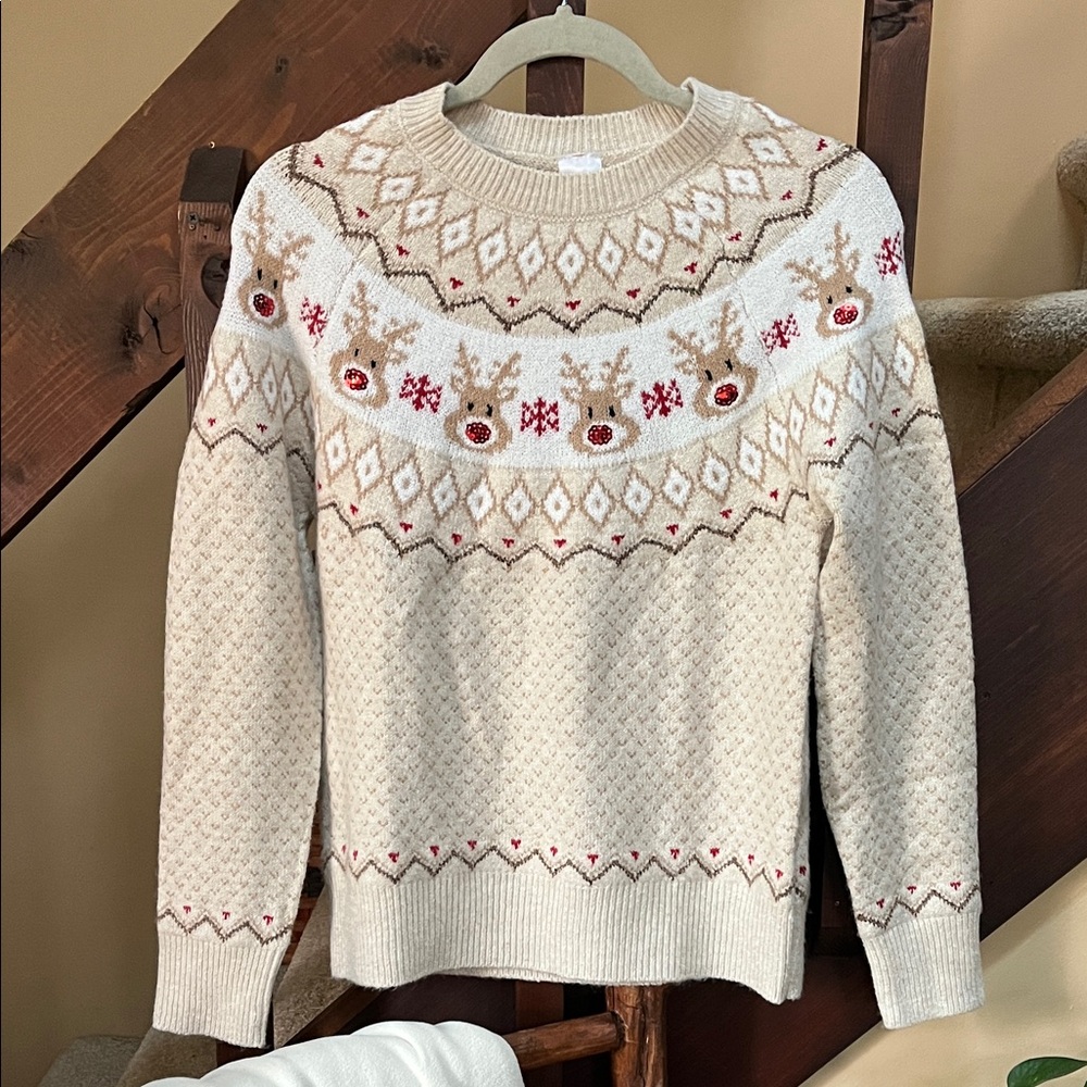 Holiday Time Cream and Red Festive Sweater